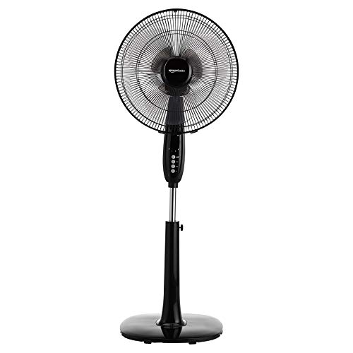 AmazonBasics Oscillating Dual Blade Standing Pedestal Fan with Remote - 16-Inch