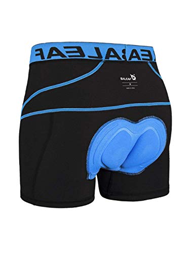 BALEAF Men's Bike Cycling Underwear Shorts 3D Padded Bicycle MTB Liner Shorts (Blue, M)