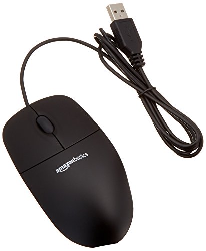 AmazonBasics 3-Button USB Wired Computer Mouse (Black), 30-Pack