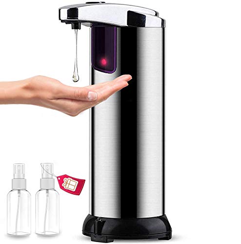 Soap Dispenser, Touchless Automatic Soap Dispenser, Upgraded Waterproof Base Infrared Motion Sensor Stainless Steel Dish Liquid Hands-Free Auto Hand Soap Dispenser(Stainless Steel) (Sliver)