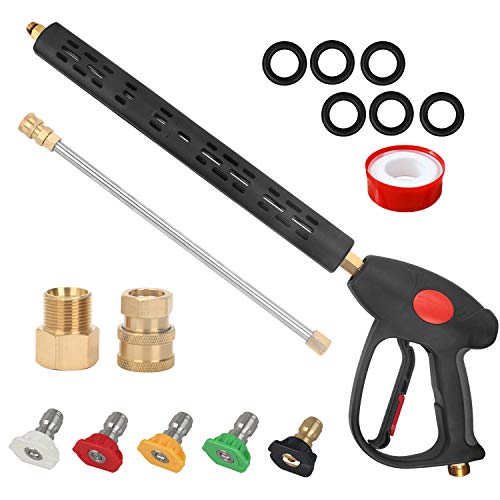 STYDDI High Pressure Washer Replacement Gun, 4000PSI Power Washer Spray Gun with 33 Inch Replacement Extension Wand and 5 Nozzle Tips, M22 Fitting, 41 Inch