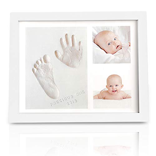 Baby Handprint Footprint Keepsake Kit - Baby Prints Photo Frame for Newborn - Baby Nursery Memory Art Kit Frames - Baby Shower Picture Frames for Baby Registry Boys,Girls (Alpine White)