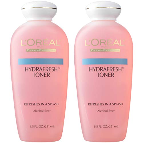 Face Toner, L'Oreal Paris Skincare HydraFresh Toner for Face, Alcohol Free Toner with Pro-Vitamin B5 for a Smoother, Brighter Complexion, 2 Count