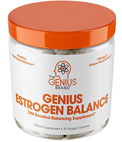 Genius Estrogen Balance – DIM Supplement w/Grape Seed Extract, Dual Estrogen Blocker for Men & Hormone Balance for Women – Aromatase Inhibitor – Cortisol Manager & Thyroid Support, 30 Veggie Pills