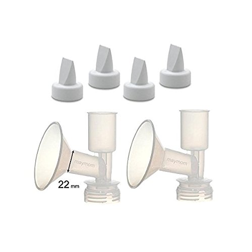 Maymom Non-Insert, One-Piece Small Flange Kit Compatible W/Ameda Purely Yours, Ultra Breastpump (Flange 22 mm), with Duckbill; Not Original Ameda Flange or Duckbill