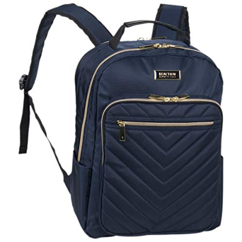 Kenneth Cole Reaction Women's Chelsea Backpack Chevron Quilted 15-Inch Laptop & Tablet Fashion Bookbag Daypack, Navy, One Size