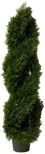 Nearly Natural 5482 Double Pond Cypress 4'H Spiral Topiary UV Resistant with 1036 Leaves (Indoor/Outdoor),Green,10'' x 48'' x 10''