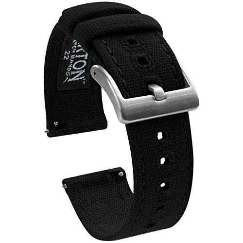 20mm Black - BARTON Canvas Quick Release Watch Band Straps - Choose Color & Width - 18mm, 19mm, 20mm, 21mm, 22mm, 23mm, or 24mm