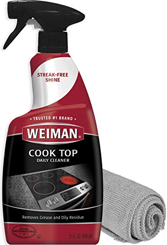 Weiman Cook Top Daily Cleaner - 22 Ounce - Weiman Microfiber Cloth for Glass Ceramic and Induction Stove Top