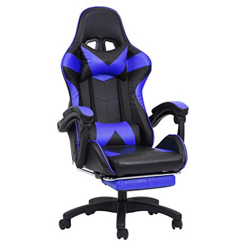 Gaming Chair Office Chair Desk PC Gaming Computer with Footrest Speaker Ergonomic Design with Cushion and Reclining Back Support Seat Height Adjustment Recliner for Kids Adult (Blue)
