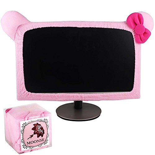 Monfurise 15'-22' Lovely Cute Waterproof Dustproof Computer Laptop TV LCD Screen Monitor Decoration Dust Cover Protector, Pink