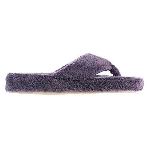 Acorn Women's Spa Thong with Premium Memory Foam Slipper, Squid Ink, Large / 8-9 Regular US