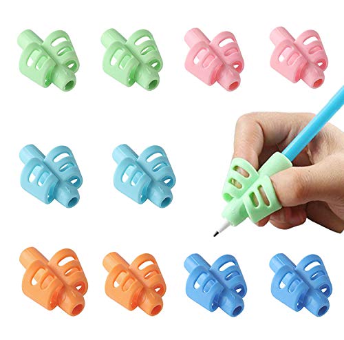 Zcyln Pencil Grips - Children Pencil Holder Writing Aid Grip Trainer, Ergonomic Training Pen Grip Posture Correction Tool for Kids (10 PCS)