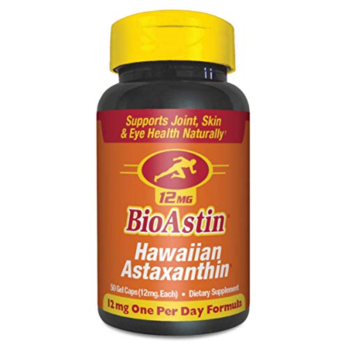 BioAstin Hawaiian Astaxanthin 12mg, 50 Count - Hawaiian Grown Premium Antioxidant - Supports Muscle Recovery from Exercise – Eye & Joint Supplements for Men & Women