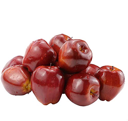 BcPowr 12PCS Fake Fruit Apples Artificial Deep Red Apples Artificial Lifelike Simulation Red Apples Fake Fruit Home House Display Decoration for Still Life Paintings Kitchen Decor (Red, 3.15'x3.54')