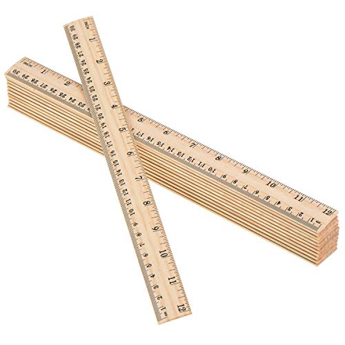 60 Pack Wooden Ruler 12 Inch Rulers Bulk Wood Measuring Ruler Office Ruler 2 Scale