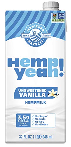 Manitoba Harvest Hemp Yeah! Hemp Milk – Vegan, Shelf Stable Milk Alternative, Unsweetened Vanilla 32oz (Pack of 6)