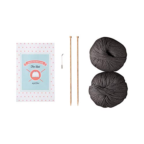 Knit Picks Learn to Knit Club: The Hat - Beginner Knitting Kit (Dark Grey)