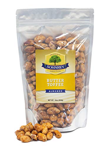 Butter Toffee Almonds Fresh Gourmet Sweet and Salty Crunch Resealable Bag from Sohnrey Family Foods (1 lb)