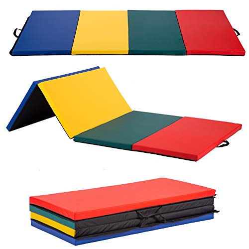 BestMassage Gymnastics Mat 4x8x2 Tumbling Mat Gym Mat Gymnastic Mat 4 Pannel Foldding Lightweight Tumbling Mat 2 Inches Thick Fitness Yoga Exercise Mat Home Gym Mat Equipment