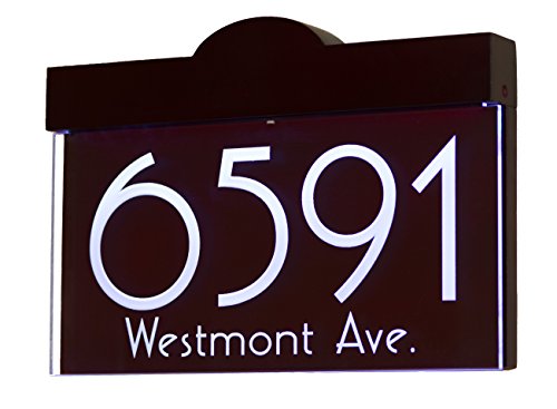 12V DC Auto On/Off Custom Illuminated House Numbers Address Sign Address Plaque Lighted with LED - Laser Engraved On Acrylic Sign with Wood Frame