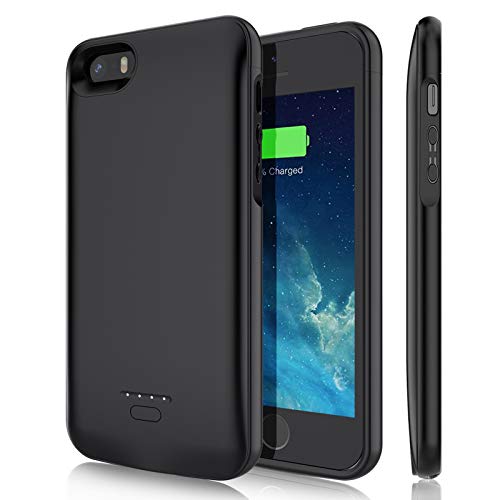 Battery Case for iPhone 5/5S/SE(4.0 inch), YISHDA 4000mAh Rechargeable Extended Battery Charging Case Magnetic Charger Case Protective Backup Power Cover for iPhone 5/5S/SE-Black (Not Fit 5C/SE 2020)