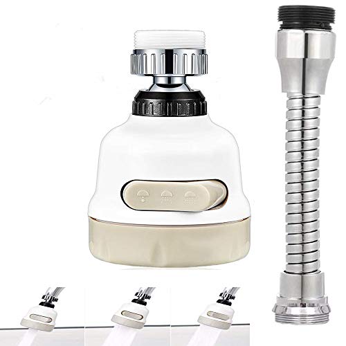 360˚ Swivel Sink Supercharged Sprinkler Flexible Faucet Sprayer  Faucet Extension Tubes Sink Faucet Nozzle Filter Water Saving 3 Modes Adjustable For 0.87in external thread and internal thread 0.94in