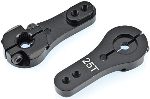 Apex RC Products 25T for Futaba Black Aluminum Dual Clamping Servo Horn - 2 Pack #8015