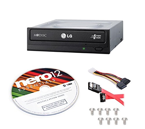 LG Internal 24x Super Multi with M-DISC Support DVD Burner (GH24NSC0B) Bundle with Nero 12 Essentials Burning Software + Cable Kit