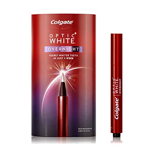 Colgate Optic White Overnight Teeth Whitening Pen, Gentle Teeth Stain Remover to Whiten Teeth, 3% Hydrogen Peroxide Gel