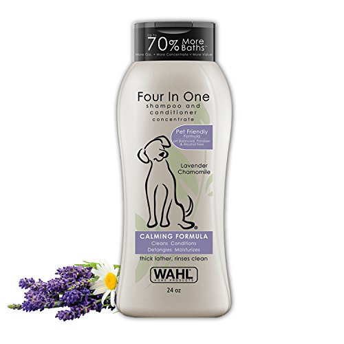 Wahl 4-In-1 Calming Pet Shampoo – Cleans, Conditions, Detangles & Moisturizes with Lavender Chamomile & 100% Natural Ingredients - 24 oz (820000A)