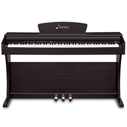 Donner DDP-300 Digital Piano 88 Key Weighted Keyboard for Beginner and Professional, GHS Weighted Keyboard for Kid/Adult at Home/Stage, Triple Pedals, Bluetooth MIDI/USB/Headphone/Audio Output, Black