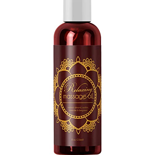 Relaxing Massage Oil - Intense Aromatherapy Oil for Erotic Massages & Sore Muscle Relief Detoxifying Body Care with Almond Lavender Essential Oil Bergamot & Jojoba - For Him & Her by Honeydew