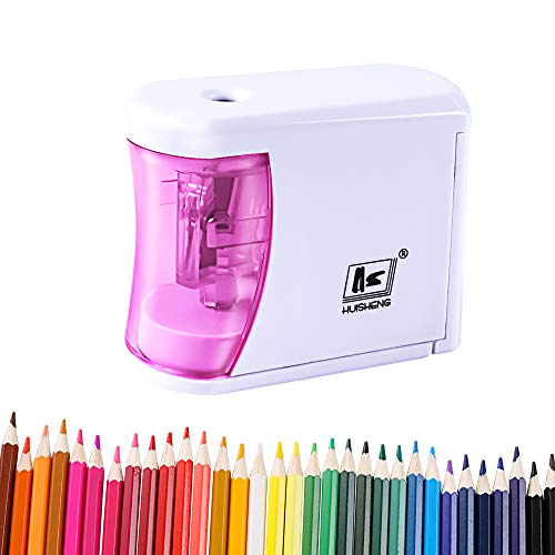 LOBKIN Pencil Sharpener, Electric Pencils Sharpener with Auto Stop for Colored Pencils Artists Kids Adults, Portable Pencil Sharpener with Battery operated (A)