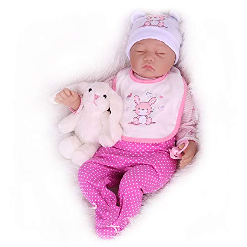 Realistic Reborn Baby Dolls, 22 inch Sleeping Reborn Baby Girl Doll Lifelike Toy Accessories Gift Set