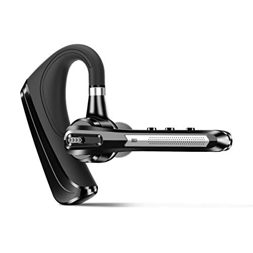 Bluetooth Headset V5.0 Honshoop Dual-Mic Noise Cancelling Bluetooth Earpiece Talking Compatible Cellphones Work for Business/Workout/Driving/Office(Black)