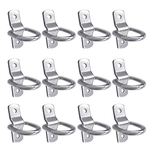 SUNMALL D Ring Tie Down Anchor Hooks, Surface Floor Mount Tie Downs Ring Points with Mounting Bracket， 1/4' Lashing Rings for Loads on RV Campers Cars Trucks Trailers Boats Motorcycles,12 Pack