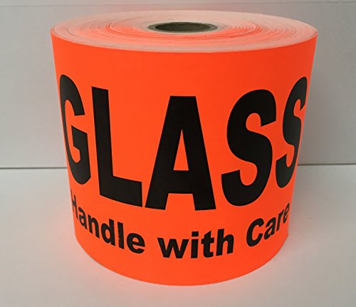 1 Roll Large 4x6 Bright Red Glass Handle with Care Special Handling Shipping Pallet Stickers 250 Labels per roll
