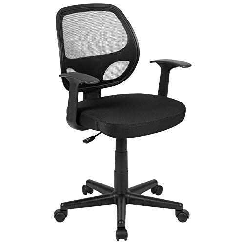 Flash Fundamentals Mid-Back Black Mesh Swivel Ergonomic Task Office Chair with Arms