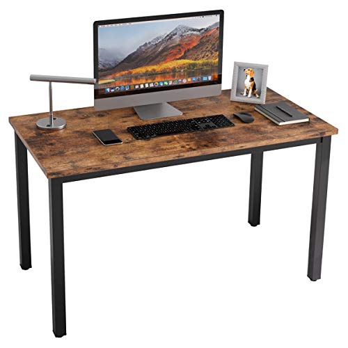 IRONCK Computer Desk, 47' Office Desk with 0.7' Thicker Tabletop, 1.6' Sturdy Metal Frame, Simple Study Table, Industrial Style Writing Study Table for Home Office Vintage Brown