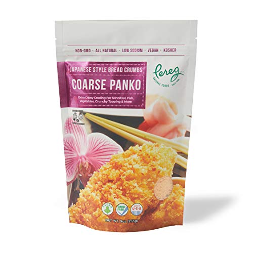 Pereg Coarse Japanese Panko Bread Crumbs (9 Oz) – Breadcrumbs with Coarse Crispy Texture - for Crunchy Coating & Stuffing - Schnitzel, Vegetables, Seafood, Chicken, Meatballs