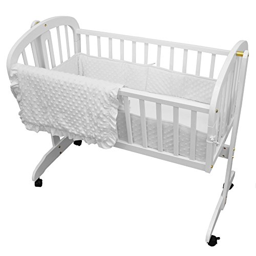 TL Care Heavenly Soft Minky Dot 3 Piece Cradle Set, White, for Boys and Girls