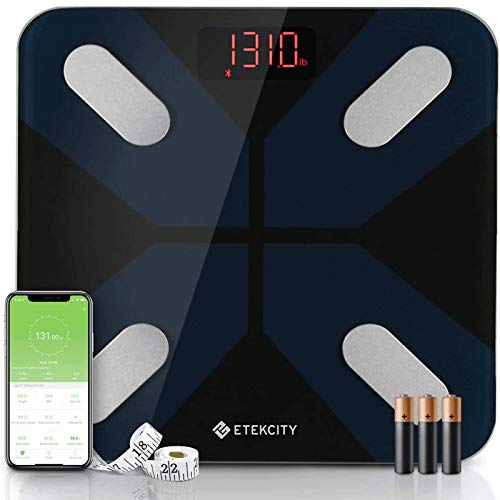 Etekcity Weight, Smart Body Fat Bluetooth Bathroom Digital Scale Tracks 13 Key Compositions, 400 lbs, Black