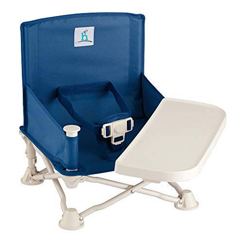 hiccapop Omniboost Travel Booster Seat with Tray for Baby | Folding Portable High Chair for Eating, Camping, Beach, Lawn, Grandma’s | Tip-Free Design Straps to Kitchen Chairs - Go-Anywhere High Chair