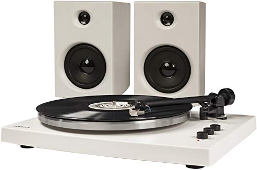 Crosley T150 Modern 2-Speed Bluetooth Turntable System with Variable Weighted Tone Arm and Stereo Speakers, White