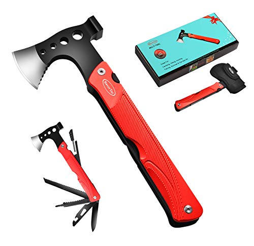 RoverTac Multitool Camping Tool Survival Gear Upgreated 14 in 1 Stainless Steel Sturdy Multi Tool with Axe Hammer Knife Saw Screwdrivers Bottle Opener and Sheath for Outdoor Hiking Camping