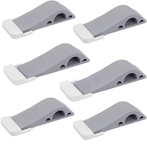 Wundermax Door Stopper Rubber Door Stop Wedge Security Door Stops with Door Holder Rubber Door Stoppers Works On All Floor Types and Carpet Heavy Duty Door Jam (6 Pack Gray)