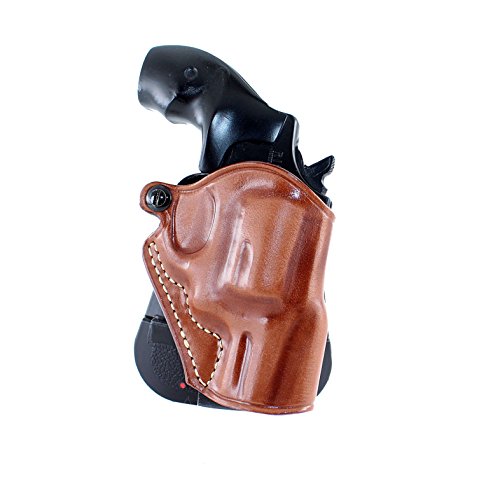 Premium Leather OWB Paddle Revolver Holster with Open Top fits, Smith Wesson J-Frame 2' BBL,36,442,649 Bodyguard, Right Hand Draw, Brown Color #1056#