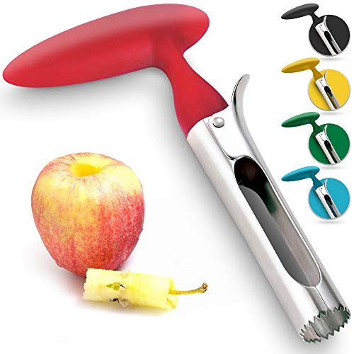 Premium Apple Corer - Easy to Use Durable Apple Corer Remover for Pears, Bell Peppers, Fuji, Honeycrisp, Gala and Pink Lady Apples - Stainless Steel Best Kitchen Gadgets Cupcake Corer - Zulay Red