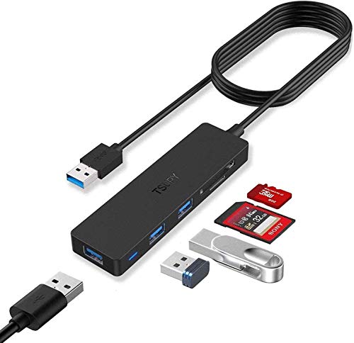 TSUPY USB 3.0 Hub Multi USB HUB with 4ft/48inch Extended Cable, SD/TF Card Reader & 3 USB 3.0 Ports Compatible for PC, Laptops, Tablets, MacBook, Mac Mini, iMac Pro